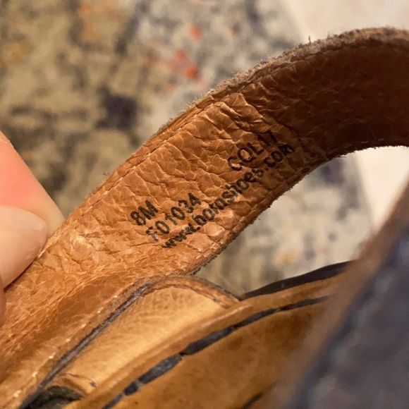 Born blue leather and fabric strapped sandals - Picture 4 of 4